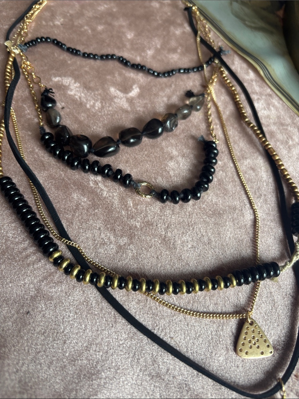 Free People Black and Gold Layered Bead Necklace Set - Picture 2 of 3